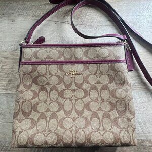 29210 Coach File Crossbody/Shoulder Bag in Signature Canvas & Purple/Red